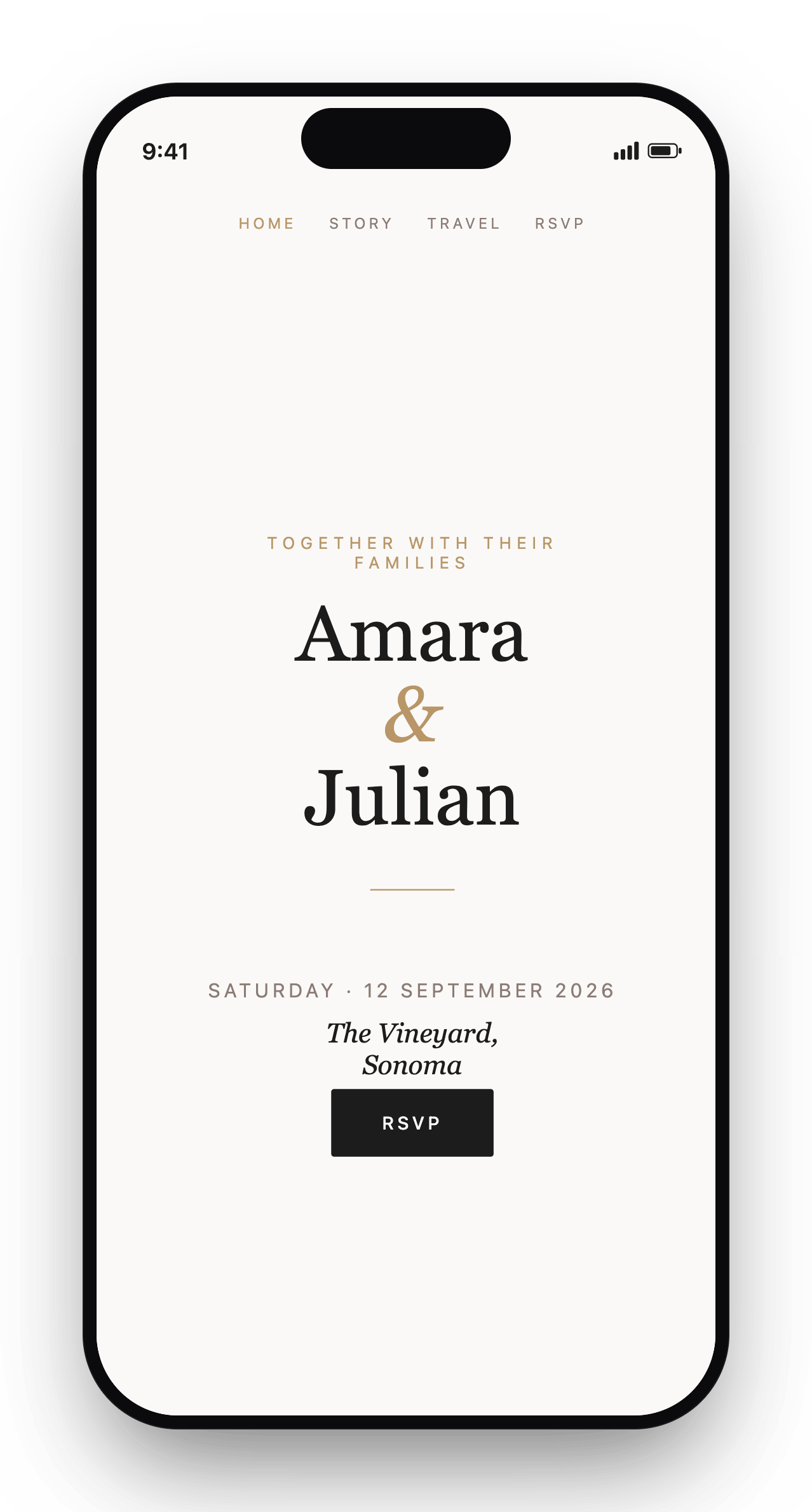 Your public wedding website